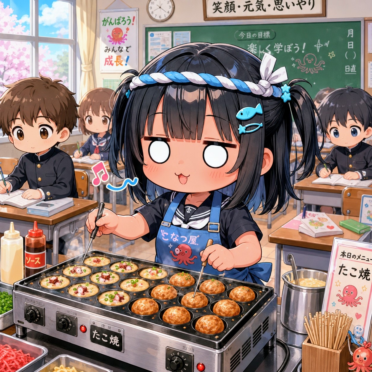 たこ焼きを作るこなつちゃん