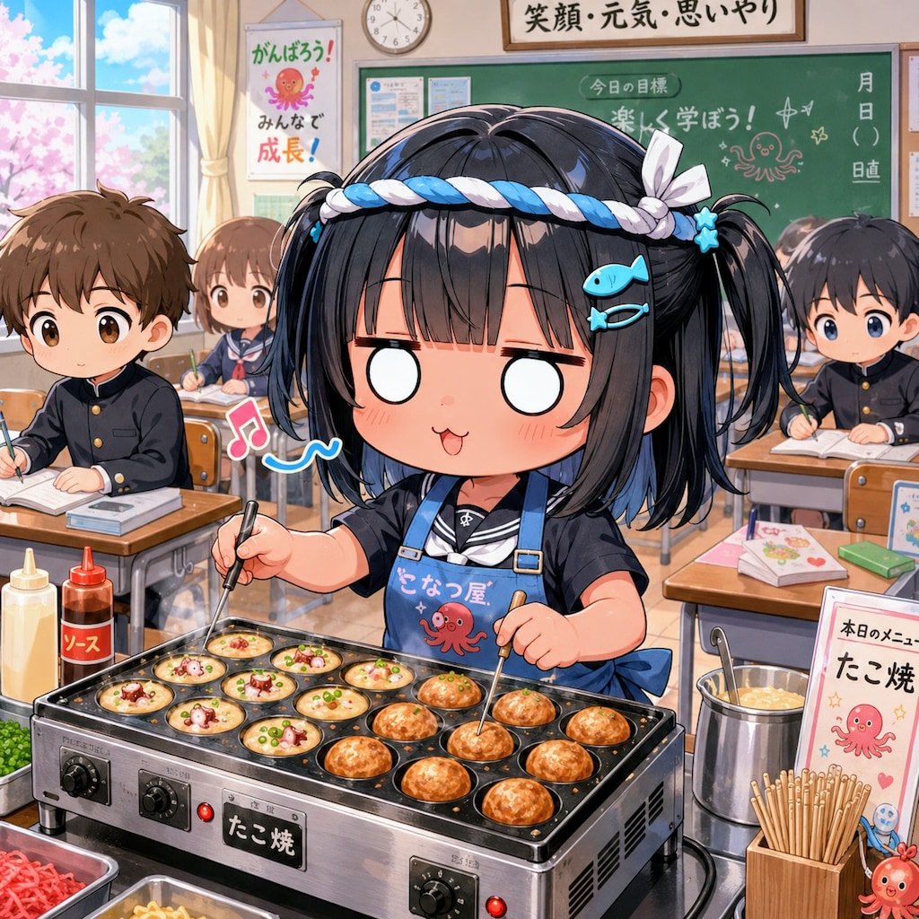 たこ焼きを作るこなつちゃん