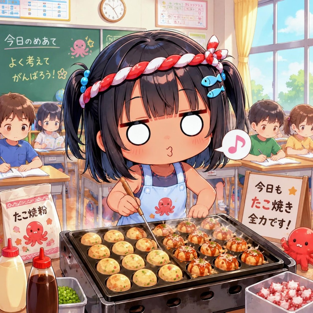 たこ焼きを作るこなつちゃん