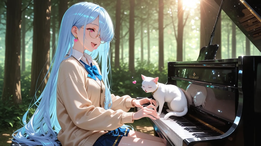 木漏れ日と白猫の協奏曲