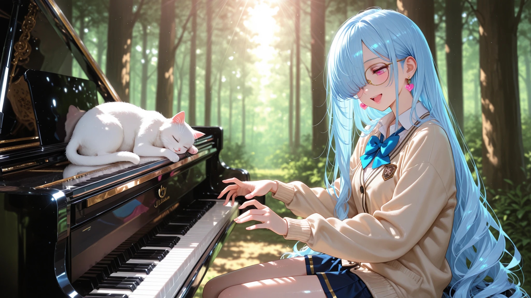 木漏れ日と白猫の協奏曲 | の人気AIイラスト・グラビア