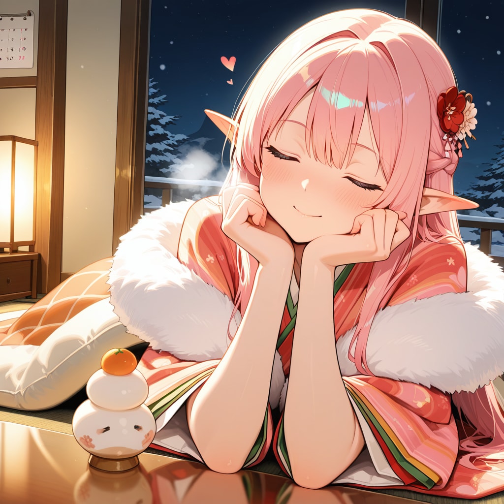 甘酒を嗜むエルフの女の子