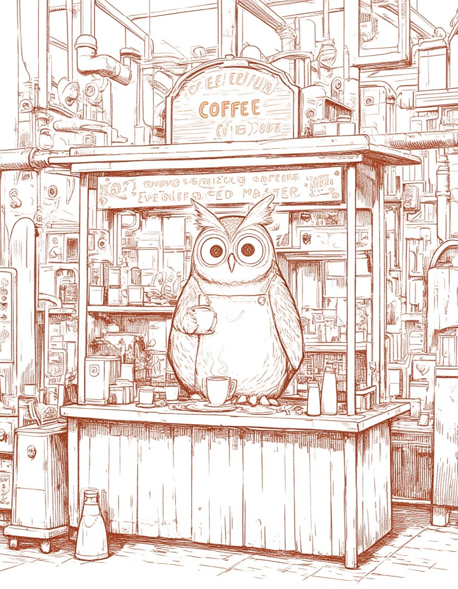 フクロウのコーヒースタンド