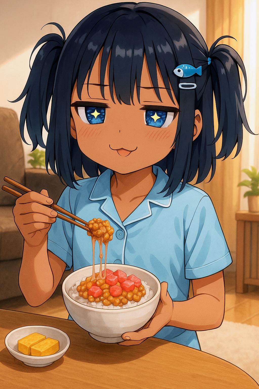 いろんな納豆ごはんを食べるこなつちゃん