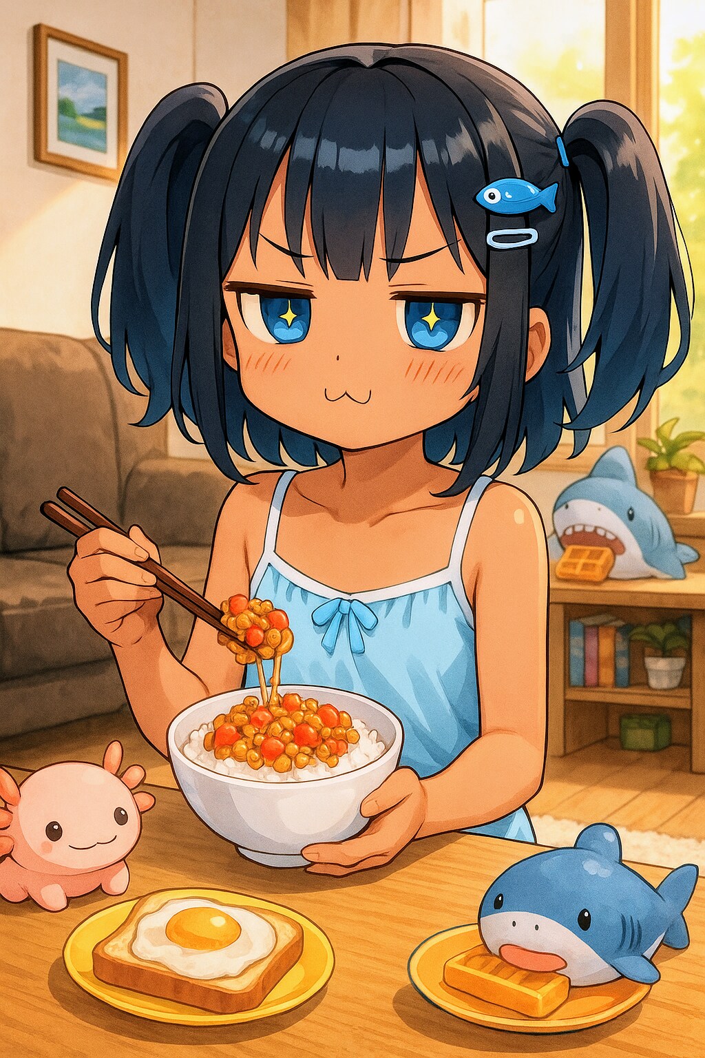 いろんな納豆ごはんを食べるこなつちゃん