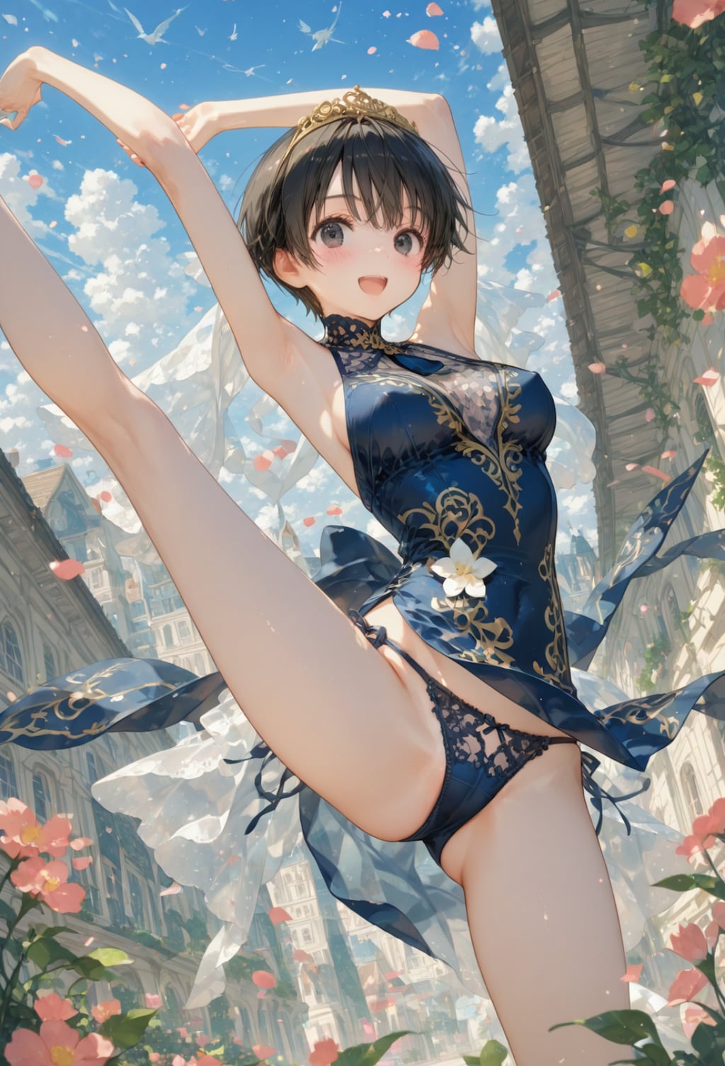 足を高々と振り上げて、セクシーなおパンツが完全露出しちゃってるお姫様