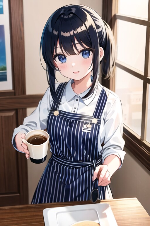 しましまエプロンの店員さん