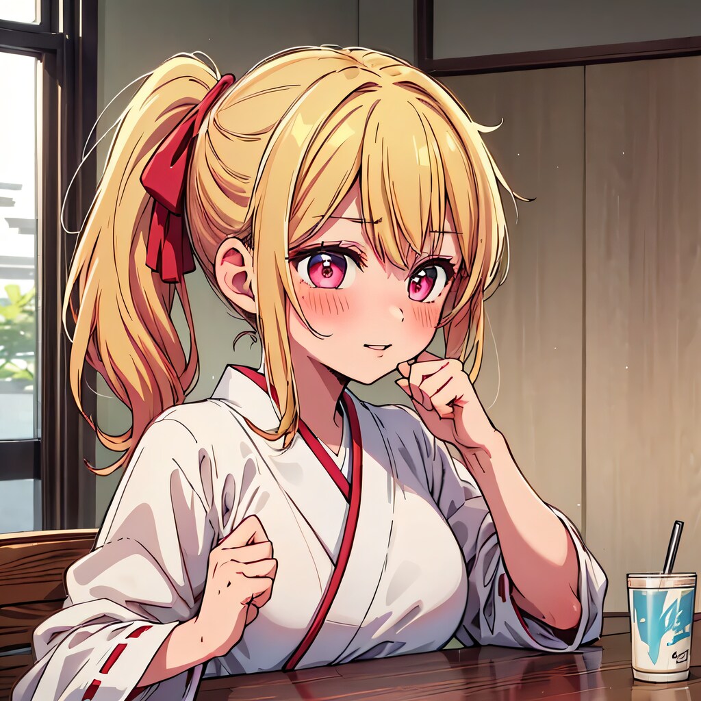 金髪ポニテで巫女服の少女