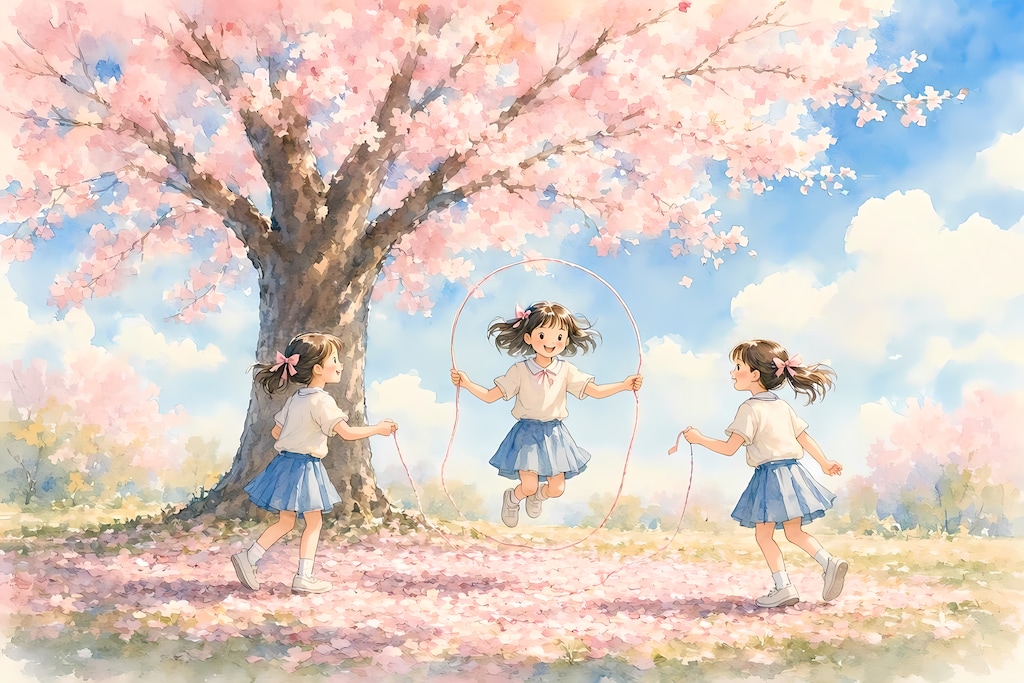 水彩画風の少女たち