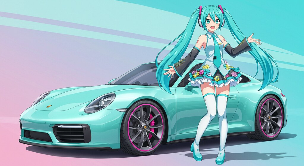 初音ミクとポルシェ