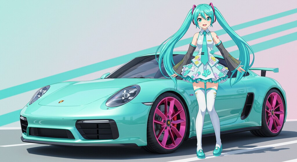 初音ミクとポルシェ