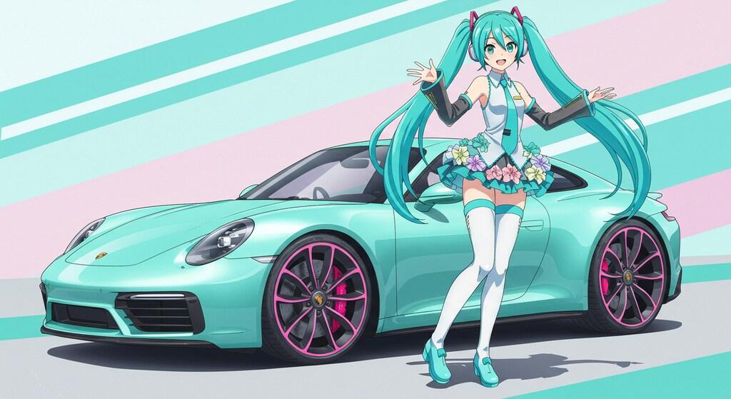 初音ミクとポルシェ