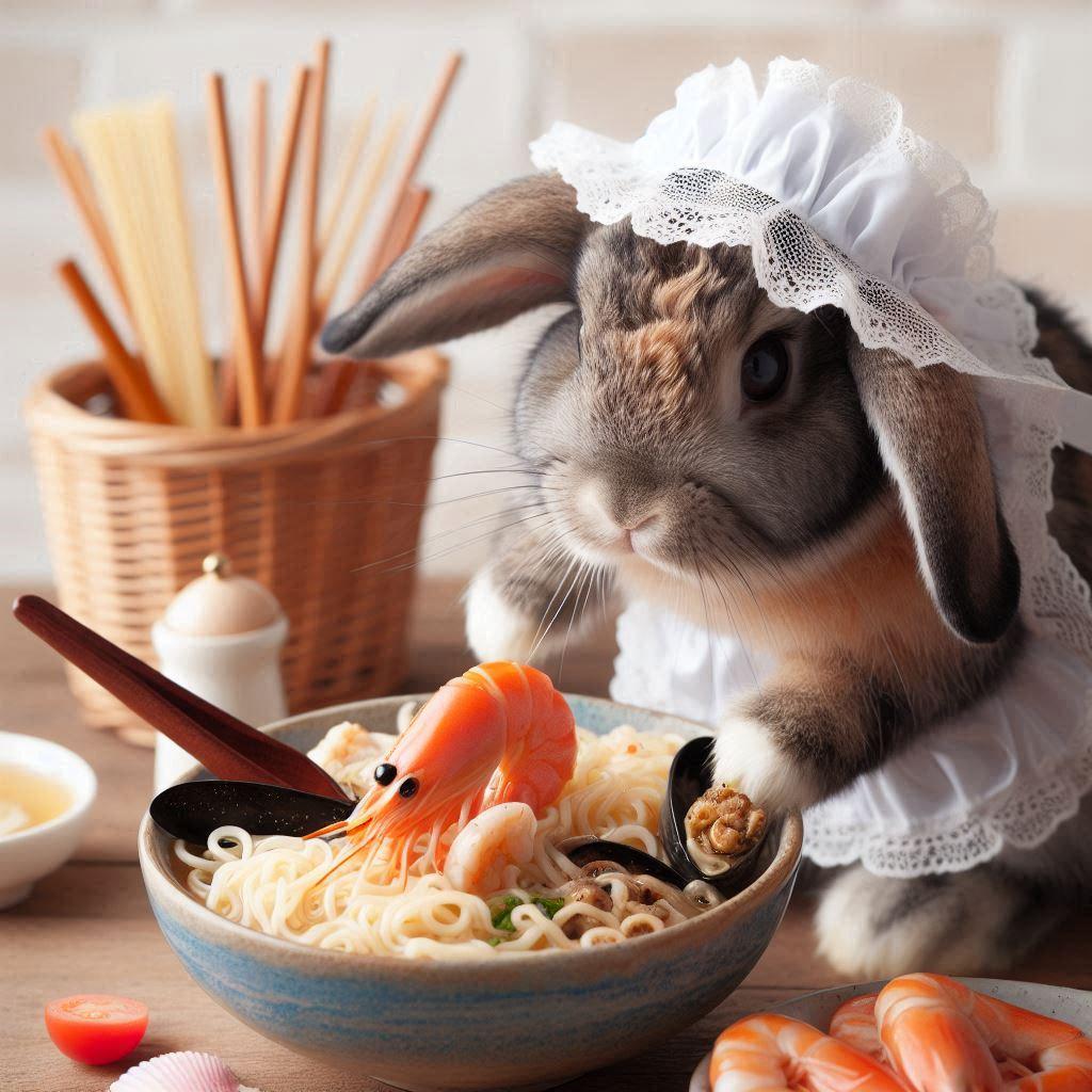 海鮮麺を作るメイドバニー | の人気AIイラスト・グラビア