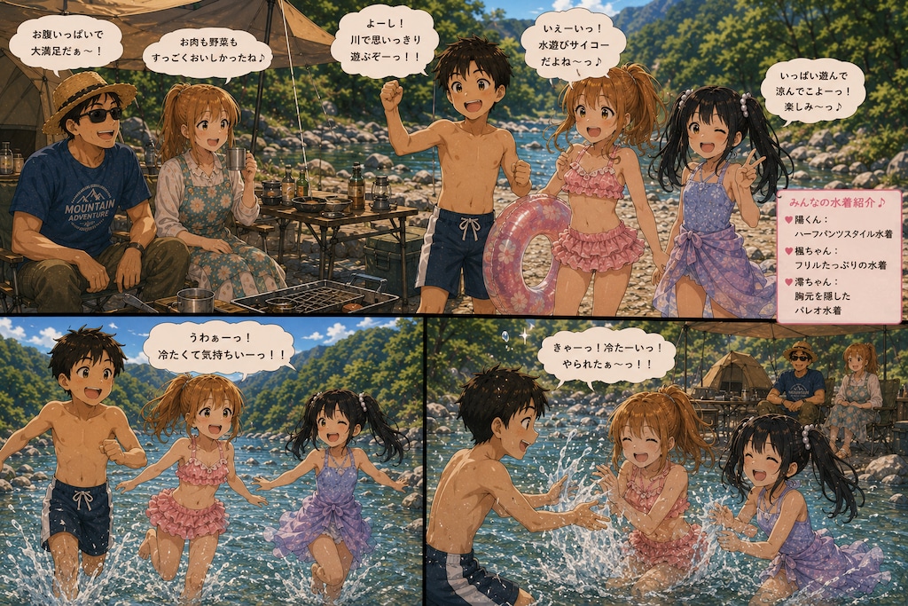 澪（みお）ちゃん家族　みんなで川にキャンプ