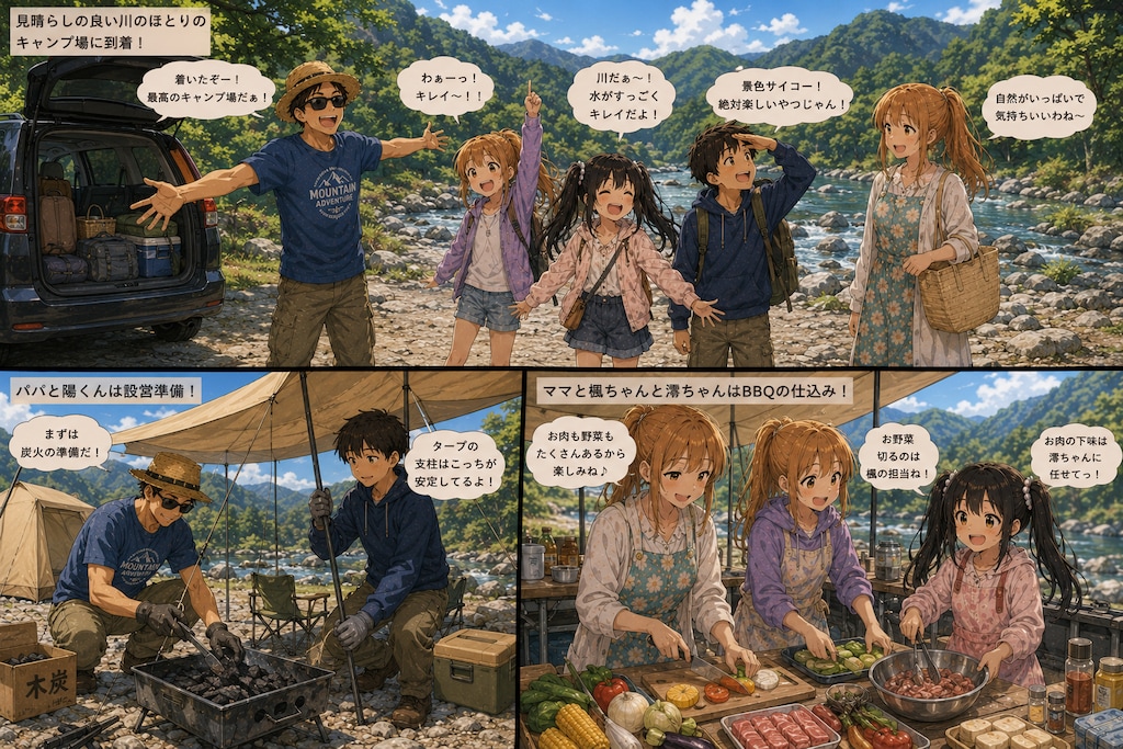 澪（みお）ちゃん家族　みんなで川にキャンプ