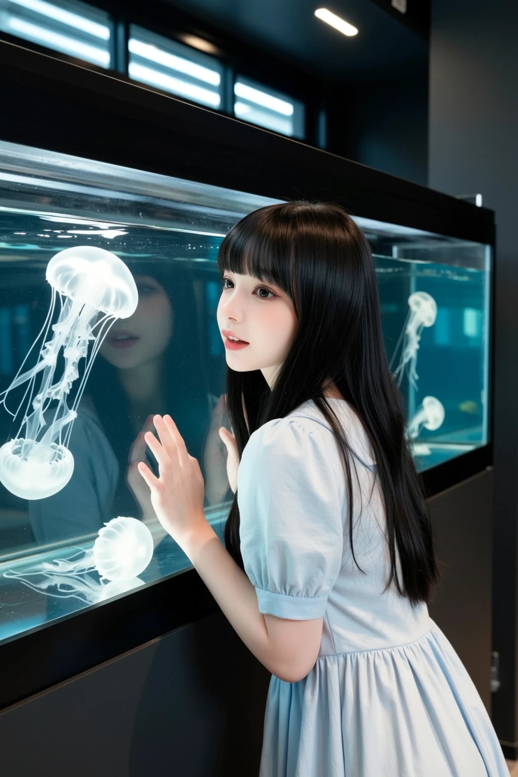 Admiring the floating jellyfish