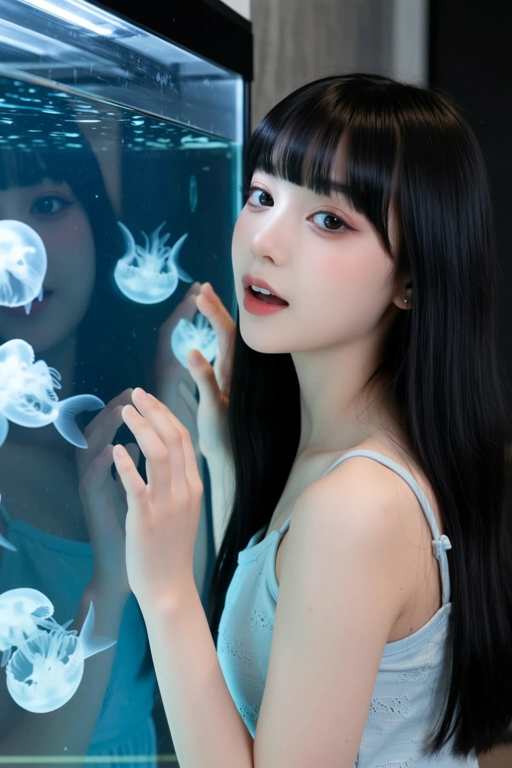 Admiring the floating jellyfish