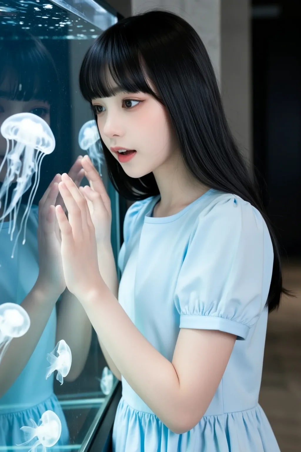 Admiring the floating jellyfish