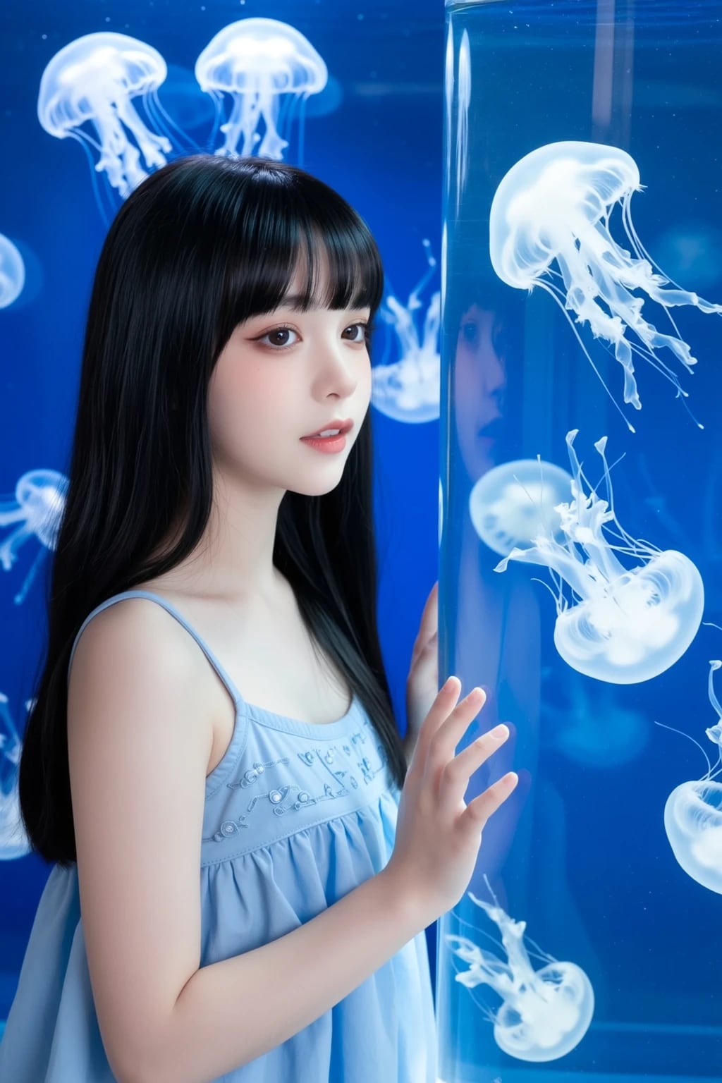 Admiring the floating jellyfish