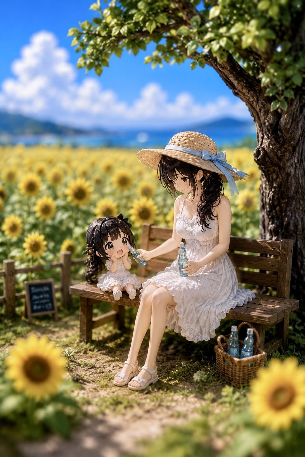 ひまわり畑でラムネ休憩