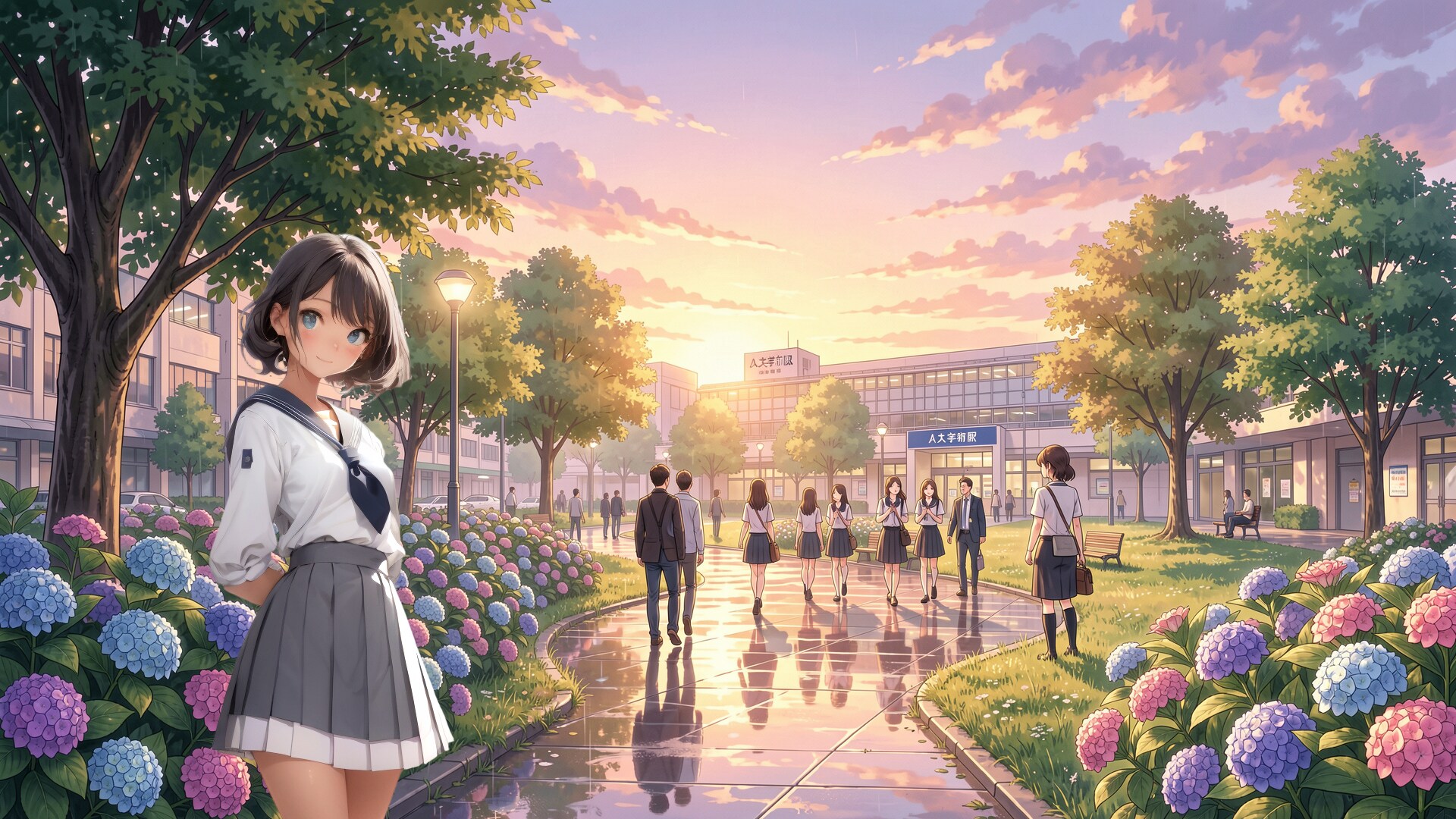 雨上がりの帰り道 (FullHD 壁紙87 BD071)