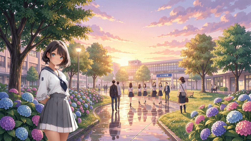雨上がりの帰り道 (FullHD 壁紙87 BD071)