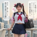 黒スト絶対領域ミニスカセーラー服の爆乳J系ちゃん 2枚目