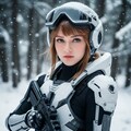 ゴーグル付きヘルメットの雪山ソルジャー 2枚目