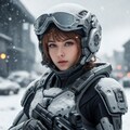 ゴーグル付きヘルメットの雪山ソルジャー 4枚目