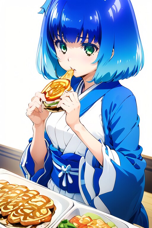 お好み焼きを食べるルサールカ | の人気AIイラスト・グラビア