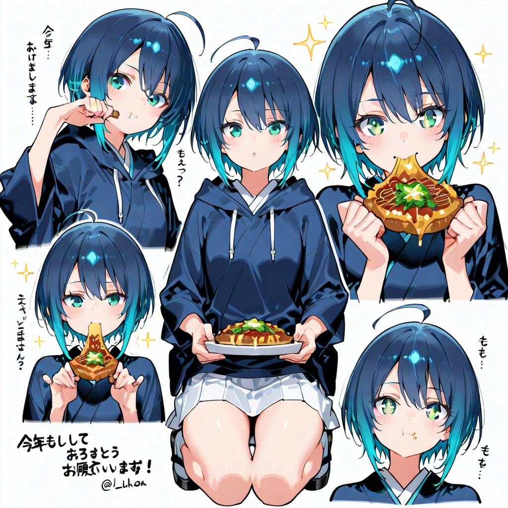 お好み焼きを食べるルサールカ