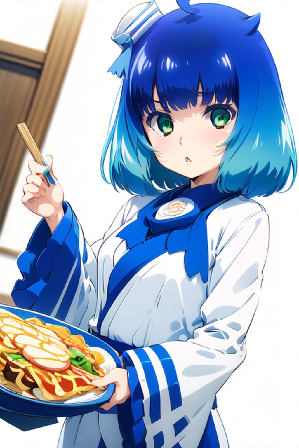 お好み焼きを食べるルサールカ