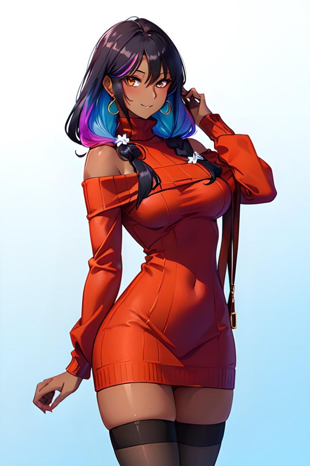 カラフルニットセーター美女2