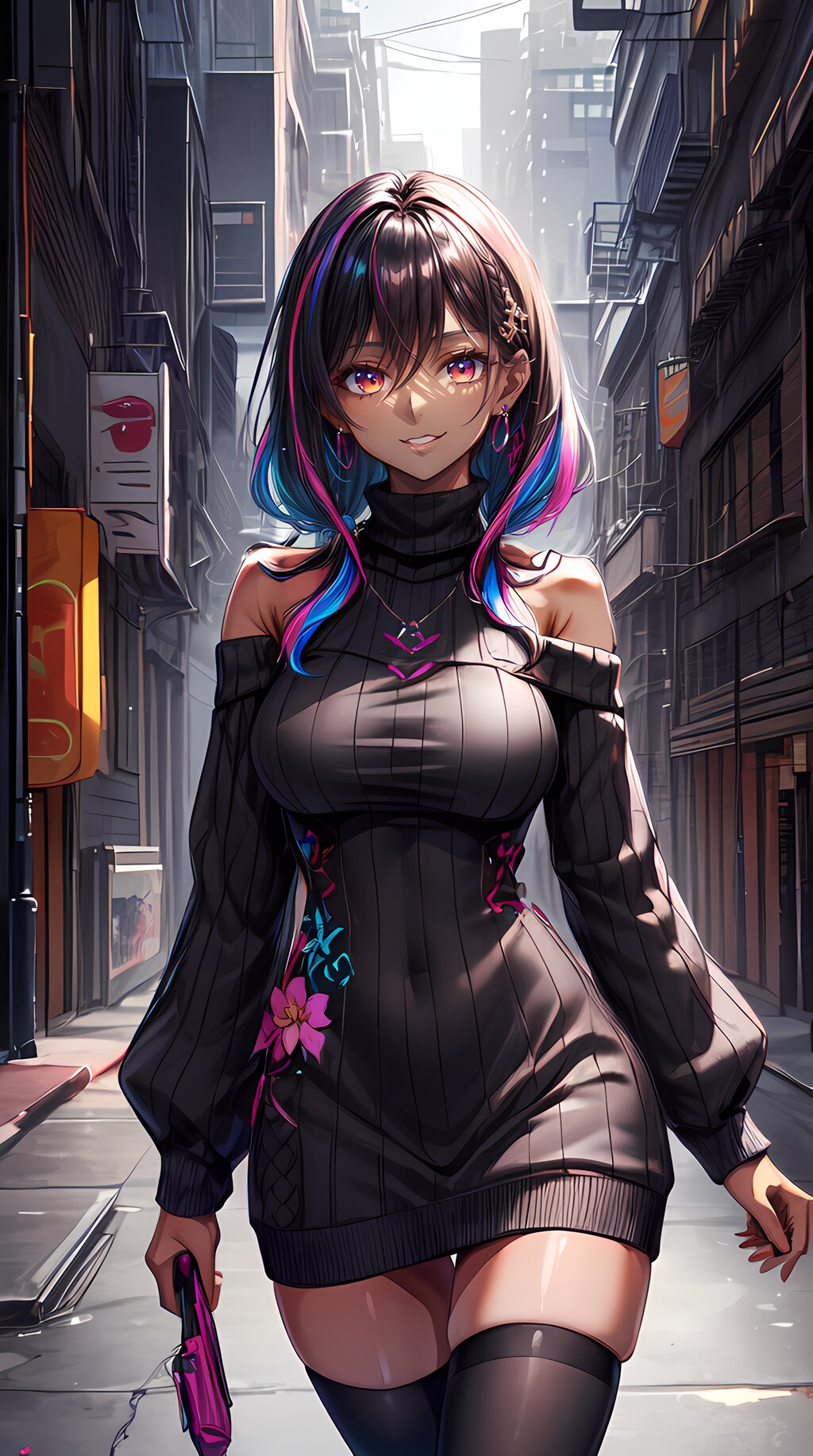 カラフルニットセーター美女2