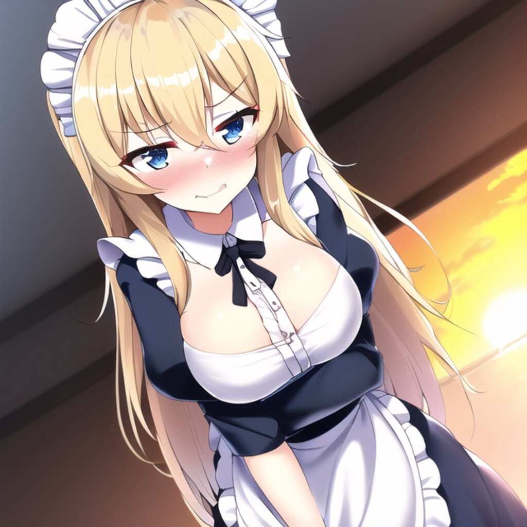 メイド服を着せられるお姉さん