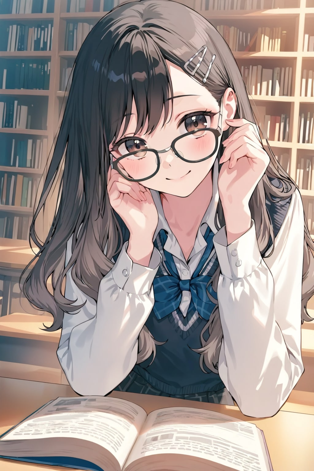 図書室で読書中
