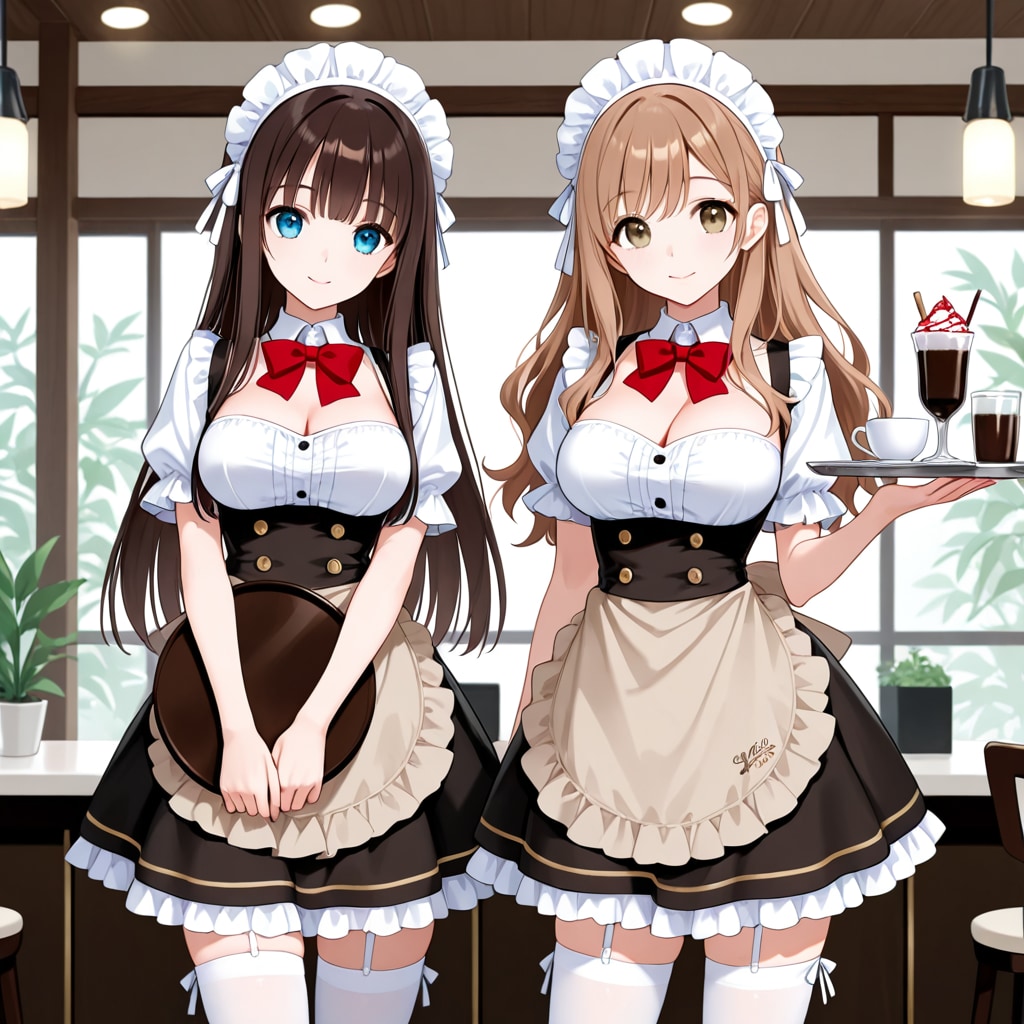 いらっしゃいませー、カフェ・バレンシアへようこそ！ | の人気AIイラスト・グラビア