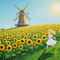ヒマワリのある風景38・風車のある丘 4枚目