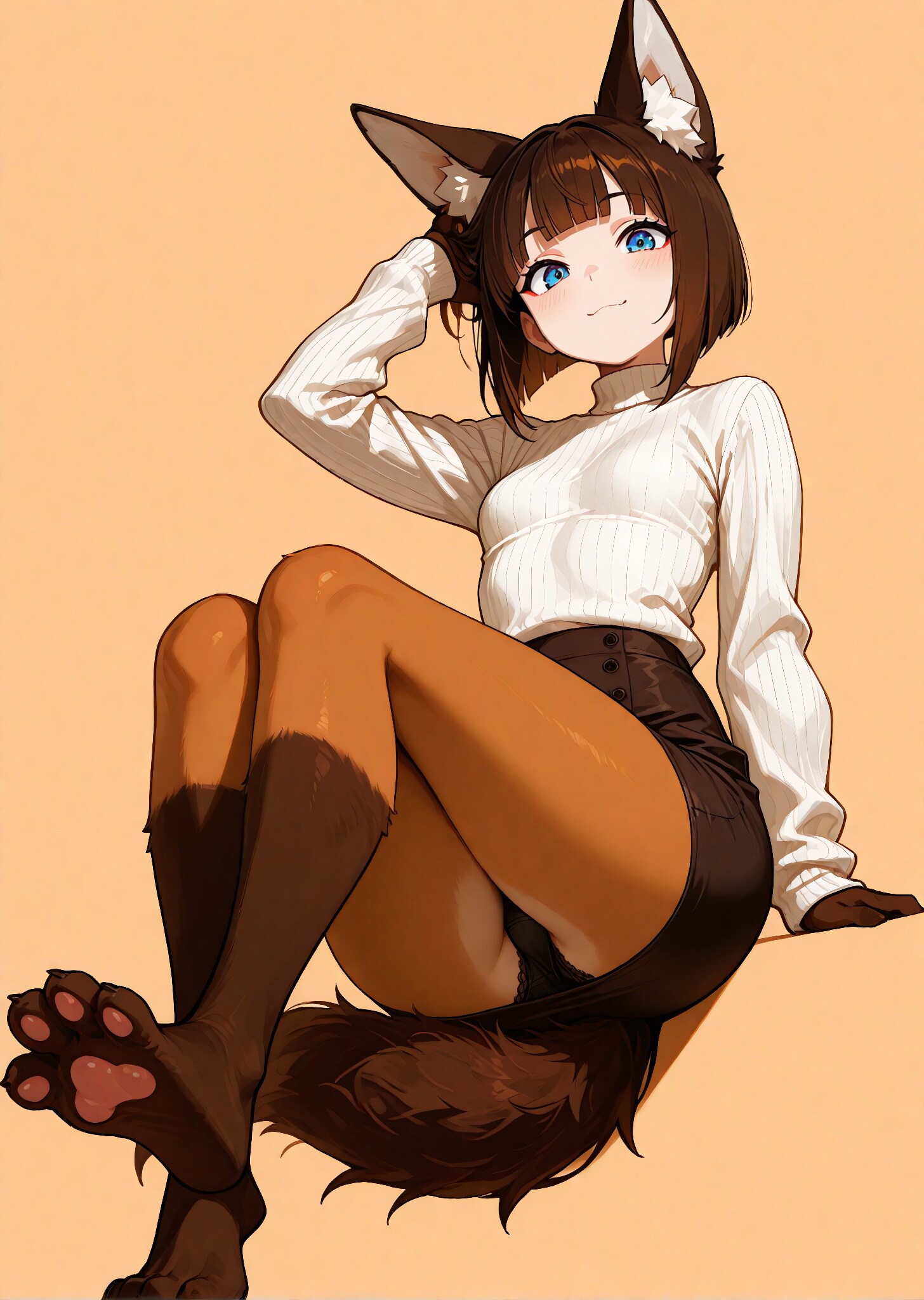 セーターとつばき（パンツあり）