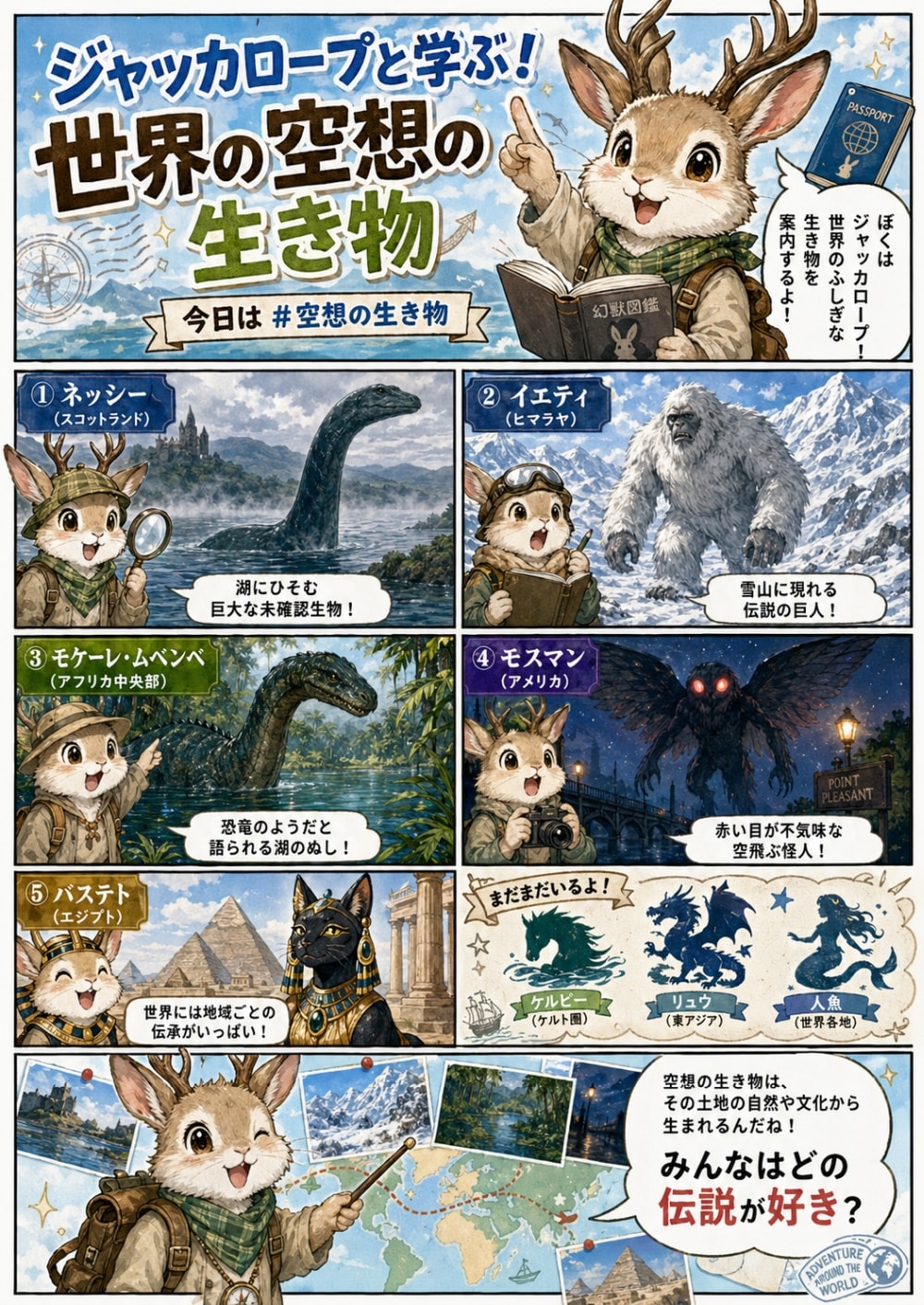 ジャッカロープと学ぶ！世界の空想の生き物 | の人気AIイラスト・グラビア