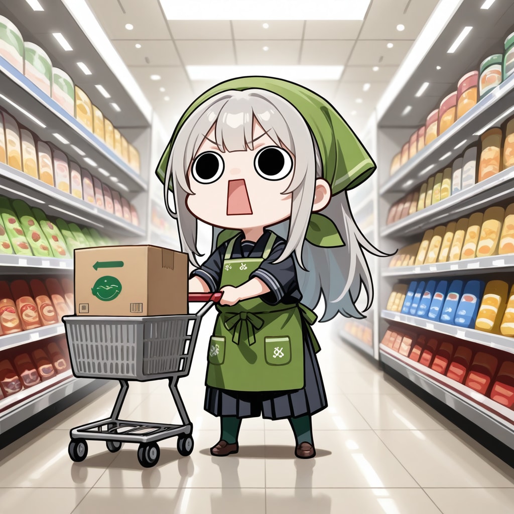 スーパーちちぷいで品出し業務中のえらいこっちゃ嬢