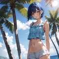 海辺の青い髪の少女 2枚目