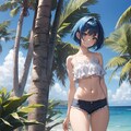 海辺の青い髪の少女 3枚目