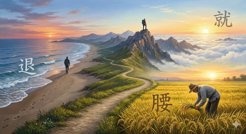 「退」、「就」、「腰」