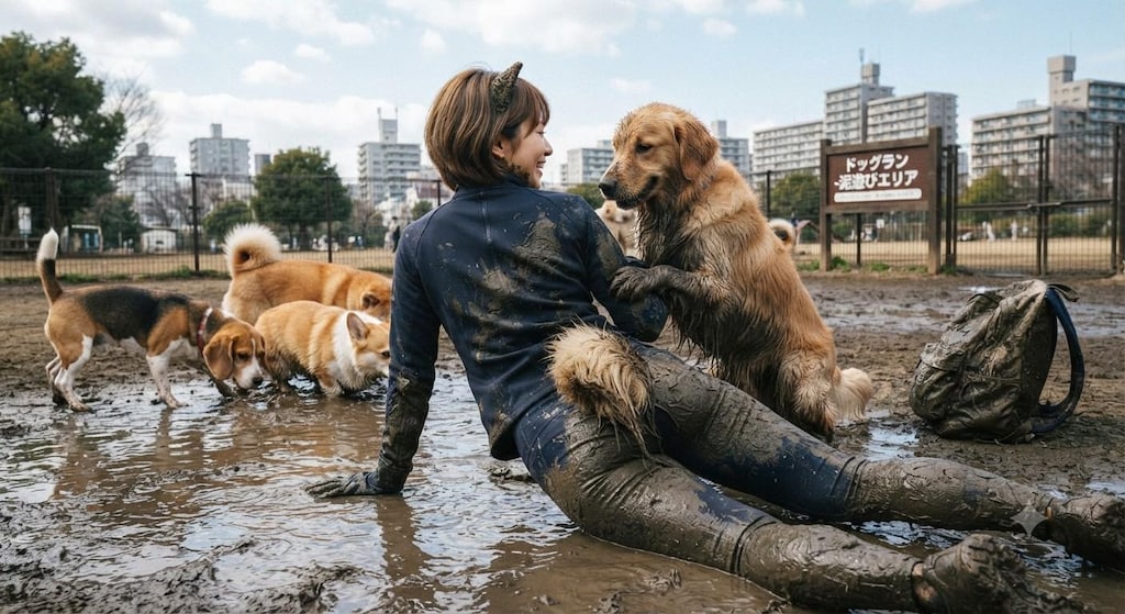 ドッグランの犬娘