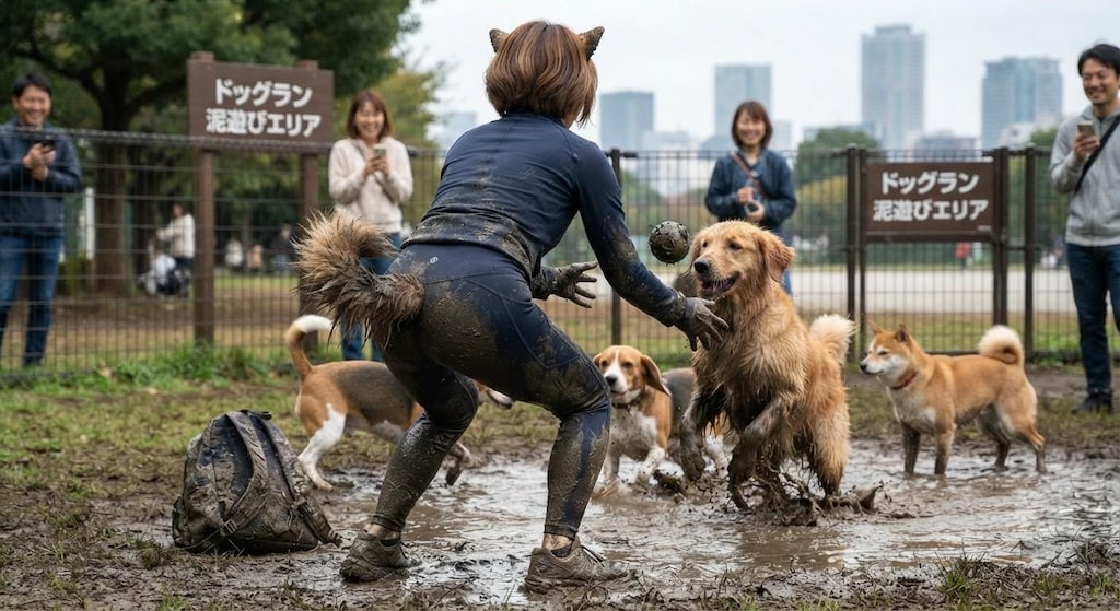 ドッグランの犬娘