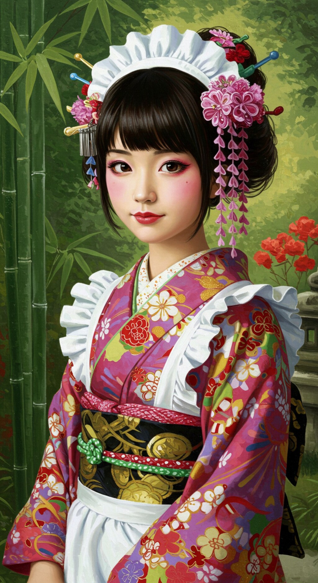 カラフルなメイド少女