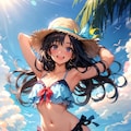 麦わら帽子と海辺 2枚目