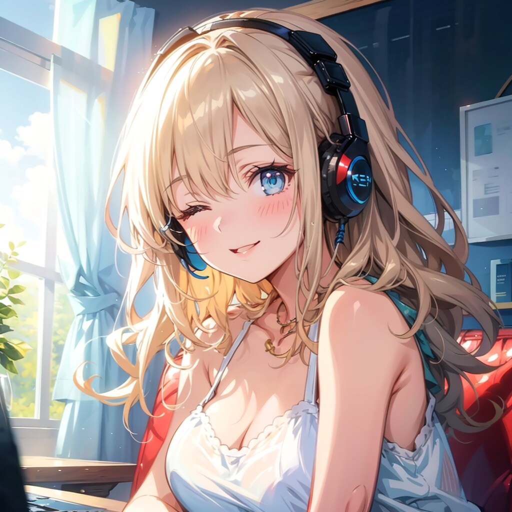 音楽を聴く少女