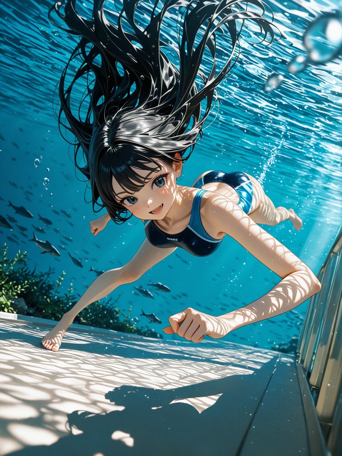 水中で
